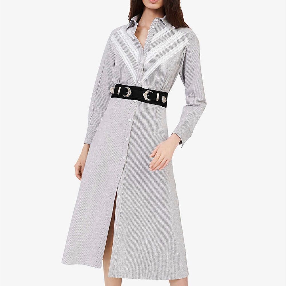 Maje Ralite Striped Midi Dress, 36